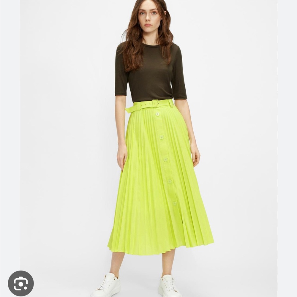 - NWT Ted Baker Pleated Midi Skirt Lime Green